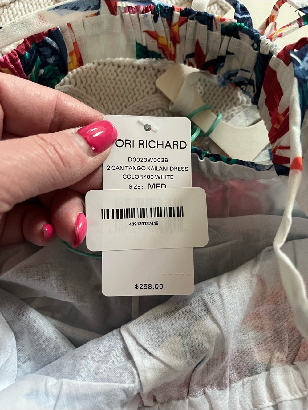 Tori Richard White Maxi Dress with Multicolor Tropical Print Women’s Size Medium - Picture 3 of 15